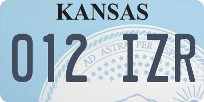 KS license plate 012IZR