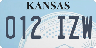 KS license plate 012IZW