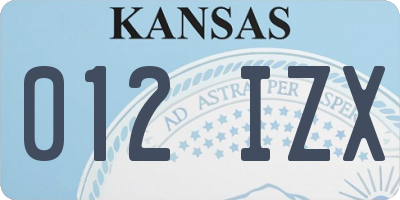 KS license plate 012IZX