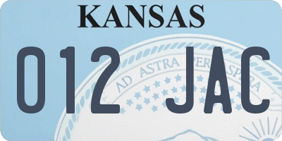 KS license plate 012JAC