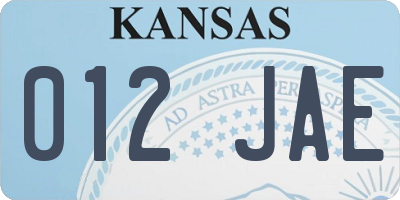 KS license plate 012JAE