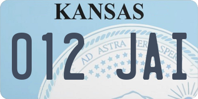 KS license plate 012JAI