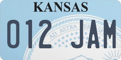 KS license plate 012JAM