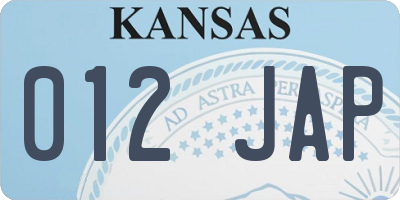 KS license plate 012JAP