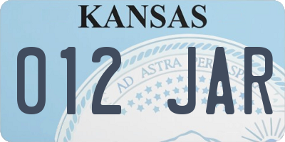 KS license plate 012JAR
