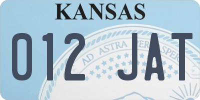 KS license plate 012JAT