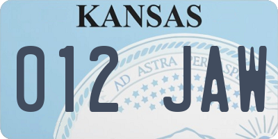 KS license plate 012JAW