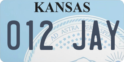 KS license plate 012JAY