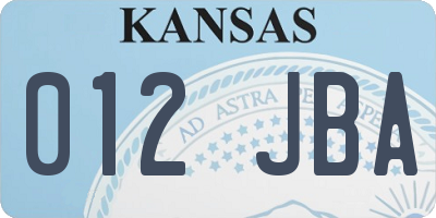 KS license plate 012JBA