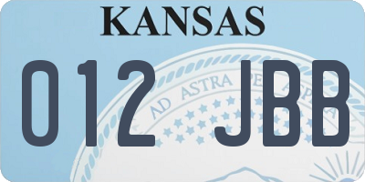 KS license plate 012JBB