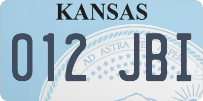 KS license plate 012JBI