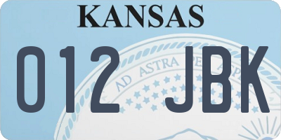 KS license plate 012JBK