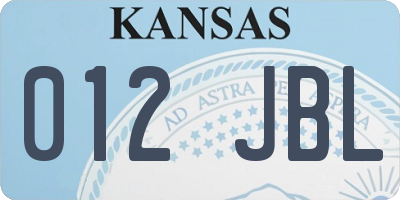 KS license plate 012JBL