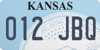 KS license plate 012JBQ