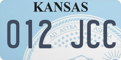 KS license plate 012JCC
