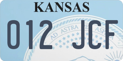 KS license plate 012JCF