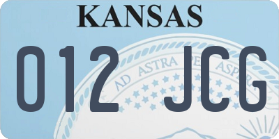 KS license plate 012JCG