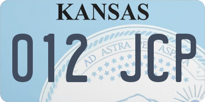 KS license plate 012JCP