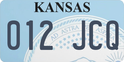 KS license plate 012JCQ