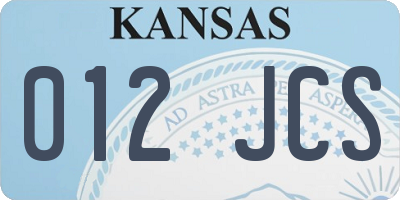 KS license plate 012JCS
