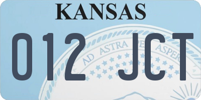 KS license plate 012JCT