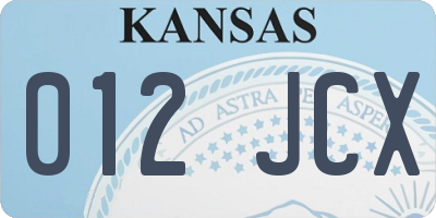KS license plate 012JCX