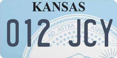 KS license plate 012JCY