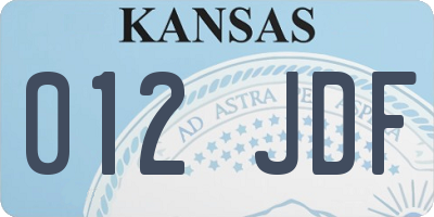 KS license plate 012JDF