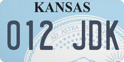 KS license plate 012JDK