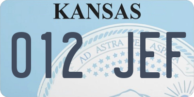 KS license plate 012JEF