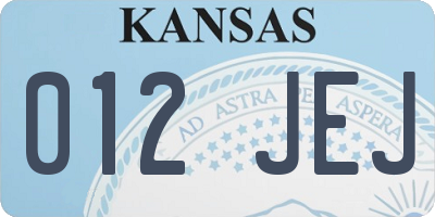 KS license plate 012JEJ