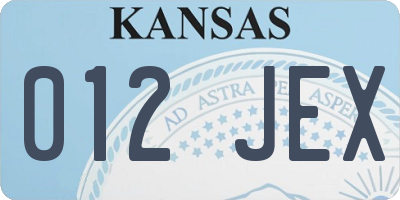 KS license plate 012JEX