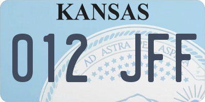 KS license plate 012JFF