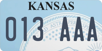 KS license plate 013AAA