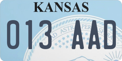 KS license plate 013AAD