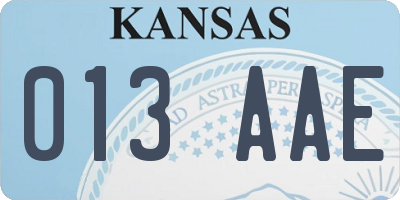 KS license plate 013AAE