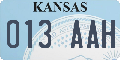 KS license plate 013AAH