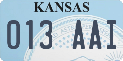 KS license plate 013AAI