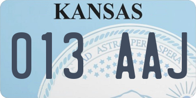 KS license plate 013AAJ