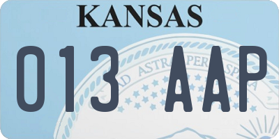 KS license plate 013AAP