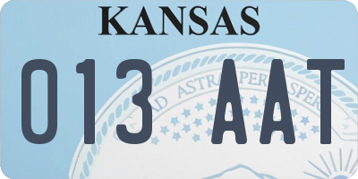 KS license plate 013AAT
