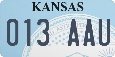KS license plate 013AAU
