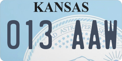 KS license plate 013AAW