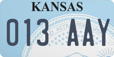 KS license plate 013AAY
