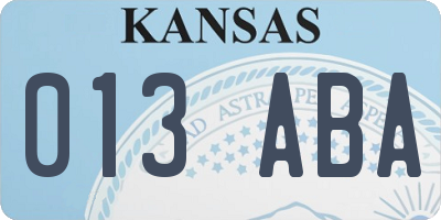 KS license plate 013ABA