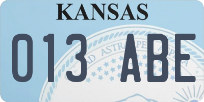 KS license plate 013ABE