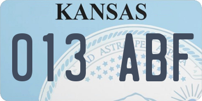 KS license plate 013ABF