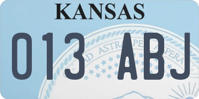 KS license plate 013ABJ