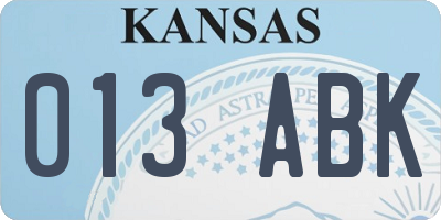 KS license plate 013ABK