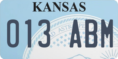 KS license plate 013ABM